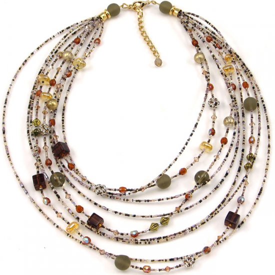 Murano Glass Watefall Amber Necklace